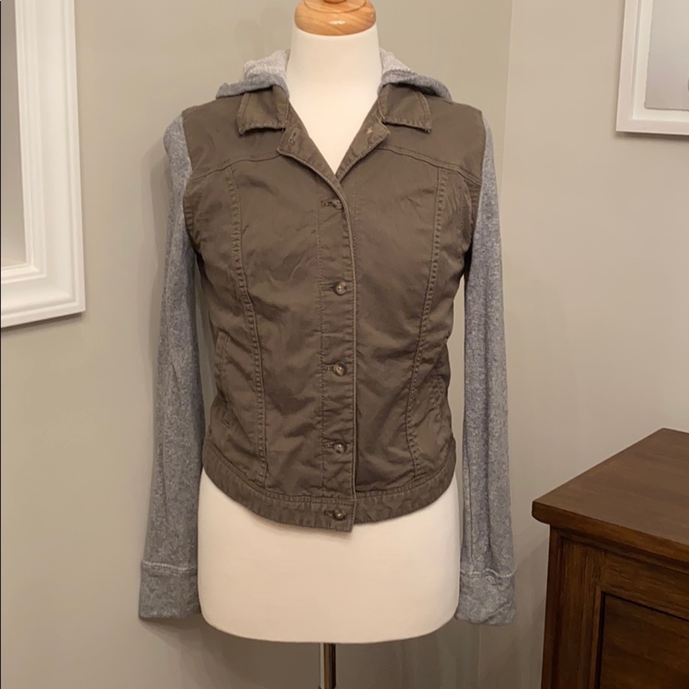 Express Jeans Sweatshirt Sleeved Utility Jacket